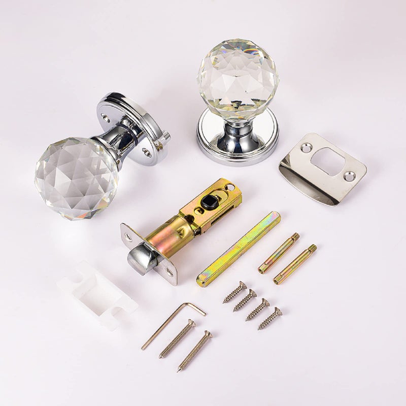 CLCTK Crystal Glass Door Knobs Interior, Round Door Knobs for Hall and Closet (Passage, Polished Chrome) - Image 4